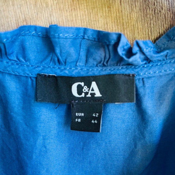 C&A Thin Blue Batiste Blouse with Ruffles - Picture 3 of 9